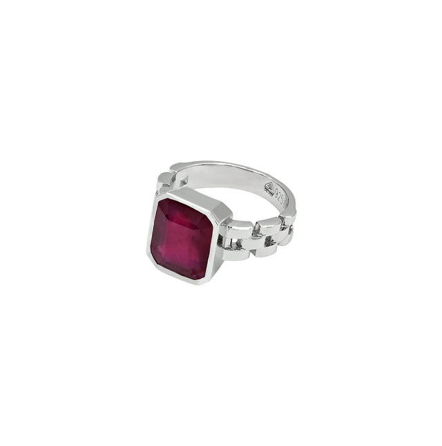 Natural Bangkok Ruby(Manik) 6.10ct(6.71 Ratti) Faceted Emerald Cut Ring