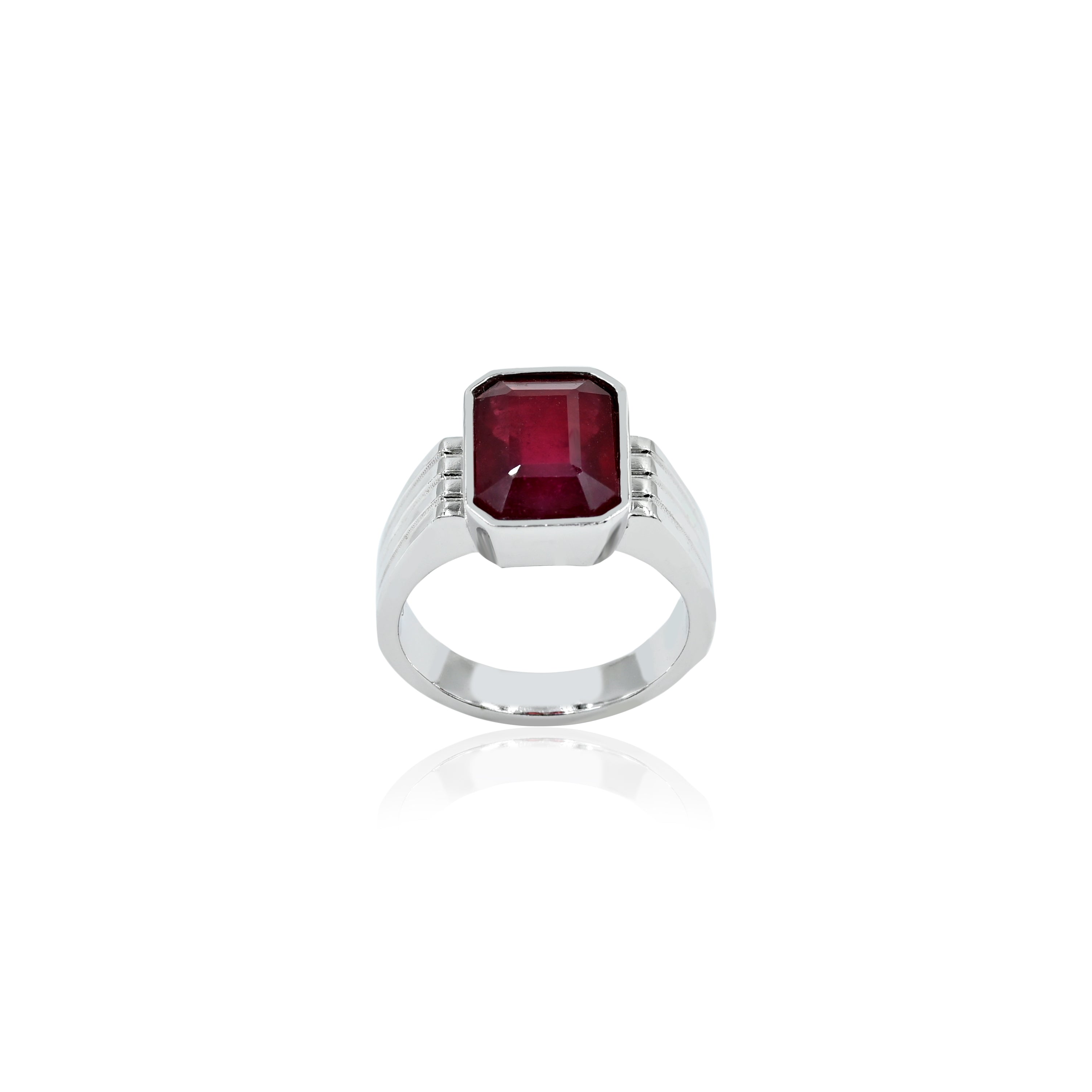 Natural Bangkok Ruby(Manik) 7.50ct(8.25 Ratti) Faceted Cushion Cut Ring