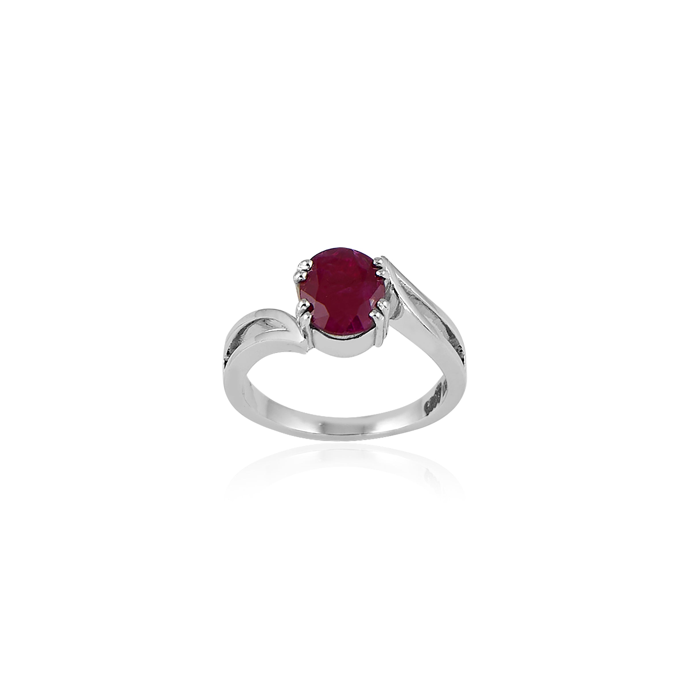 Natural Bangkok Ruby(Manik) 2.05ct(2.26 Ratti) Faceted Emerald Cut Ring