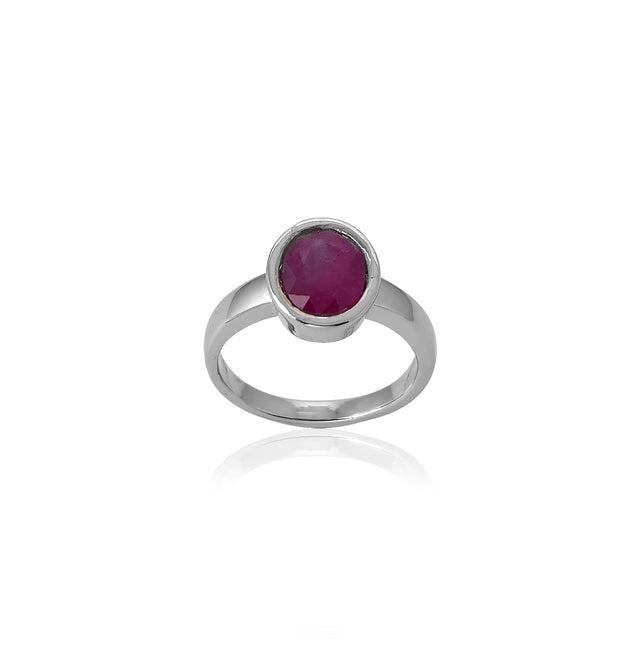 Natural Bangkok Ruby(Manik) 2.25ct (2.48 Ratti) Faceted Cushion Cut Ring