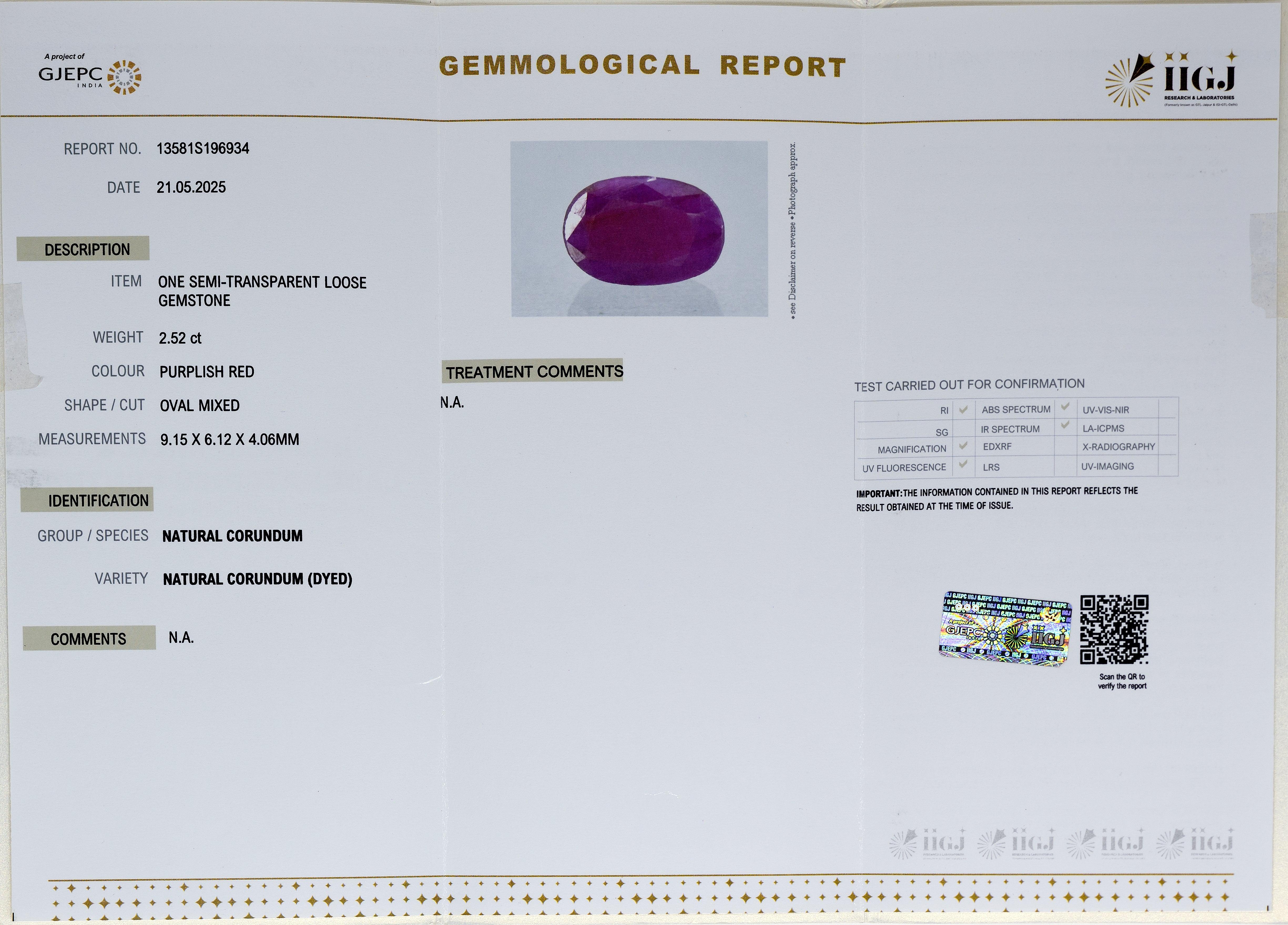 Natural Ruby (2.52Ct Carat and 2.77 Ratti)