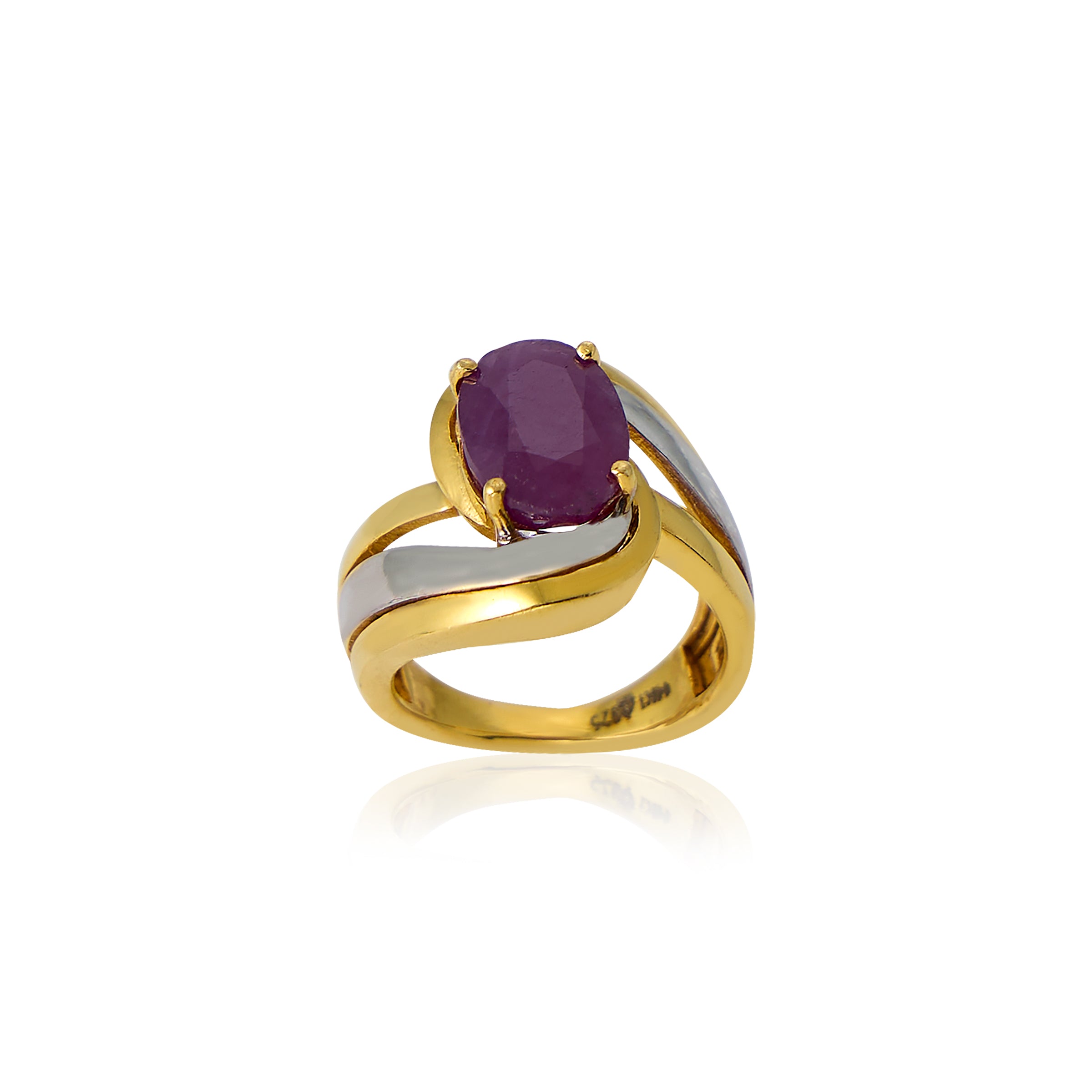 Natural Bangkok Ruby(Manik) 4.40ct (4.84 Ratti) Faceted Cushion Cut Ring