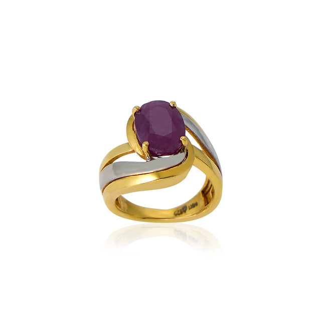 Natural Bangkok Ruby(Manik) 4.40ct (4.84 Ratti) Faceted Cushion Cut Ring