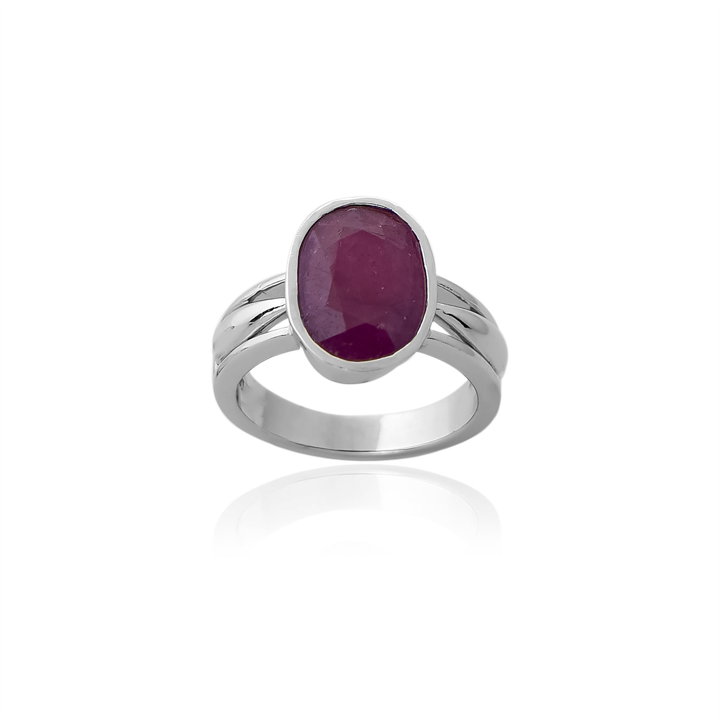 Natural Bangkok Ruby(Manik) 5.20ct (5.72 Ratti) Faceted Cushion Cut Ring