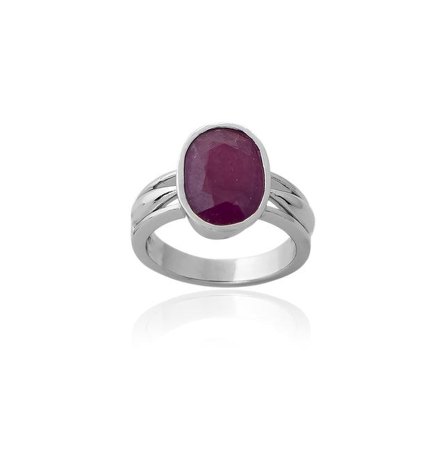 Natural Bangkok Ruby(Manik) 5.20ct (5.72 Ratti) Faceted Cushion Cut Ring