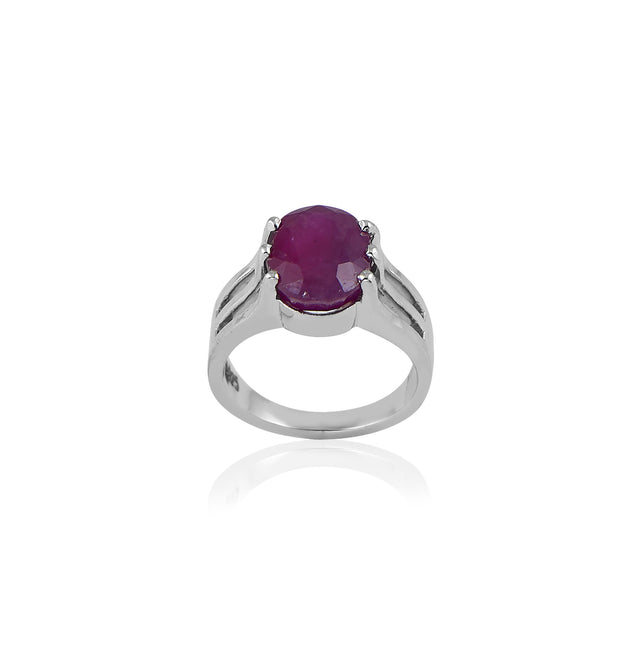 Natural Bangkok Ruby(Manik) 5.50ct (6.05 Ratti) Faceted Cushion Cut Ring