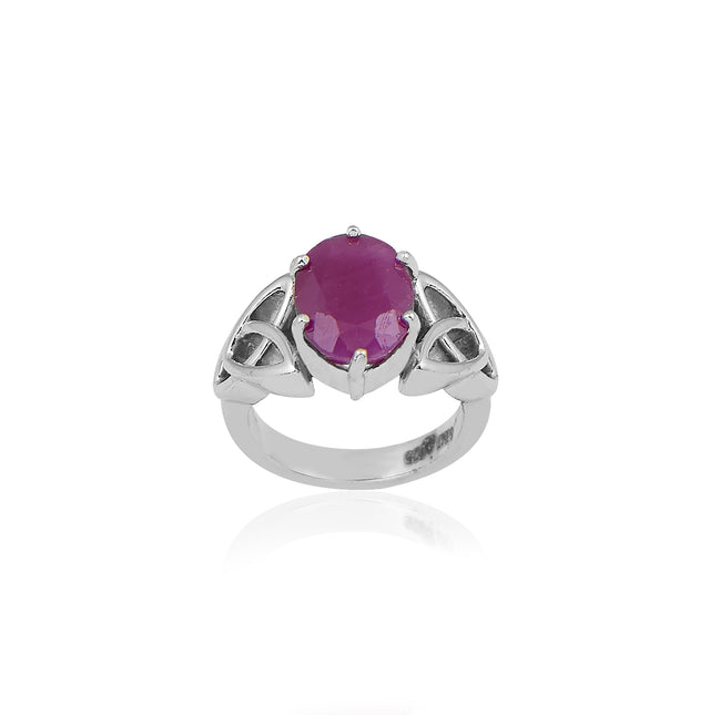 Natural Bangkok Ruby(Manik) 6.35ct (6.99 Ratti) Faceted Cushion Cut Ring
