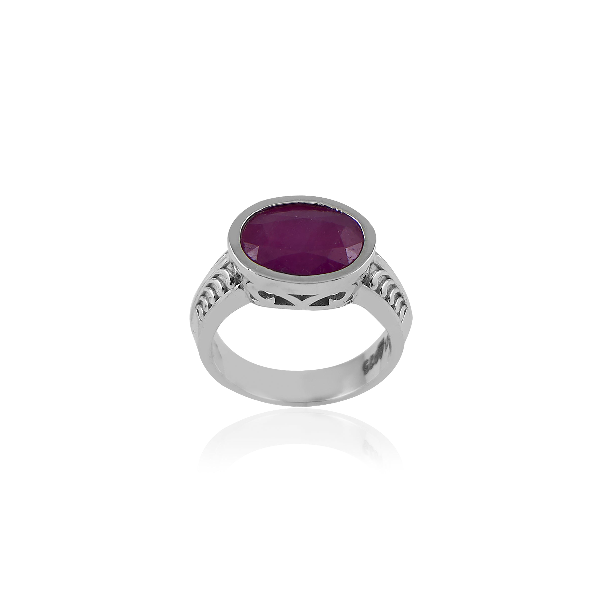 Natural Bangkok Ruby(Manik) 6.75ct (7.43 Ratti) Faceted Cushion Cut Ring