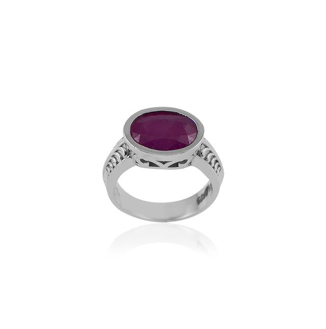 Natural Bangkok Ruby(Manik) 6.75ct (7.43 Ratti) Faceted Cushion Cut Ring