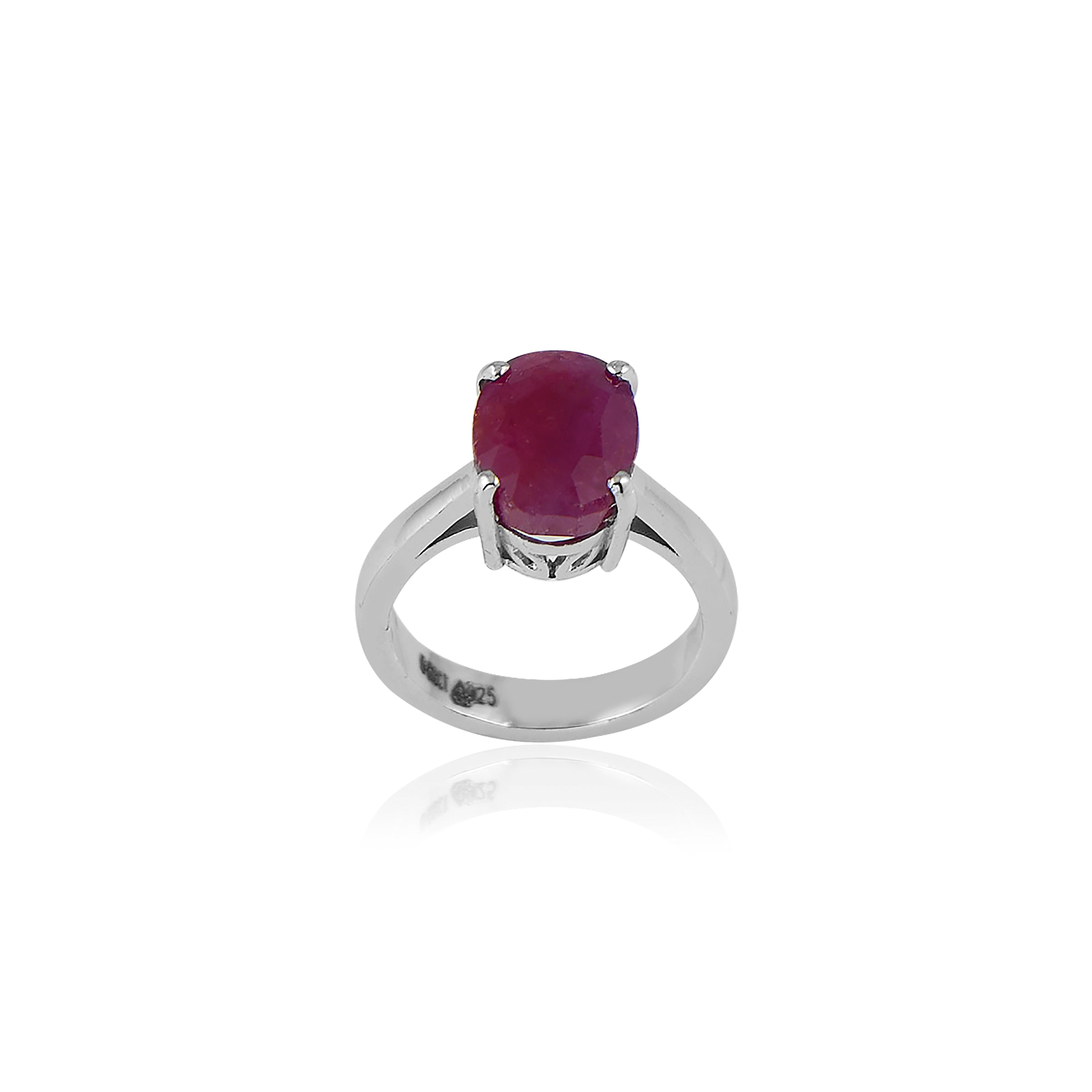 Natural Bangkok Ruby(Manik) 6.80ct (7.48 Ratti) Faceted Cushion Cut Ring