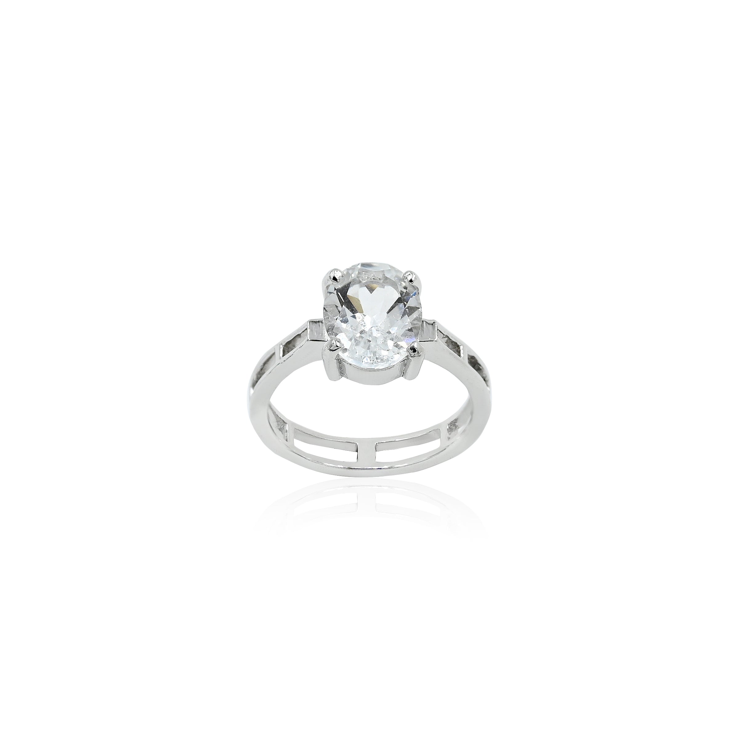 Natural White Topaz 3.10ct (3.41 Ratti) Ring