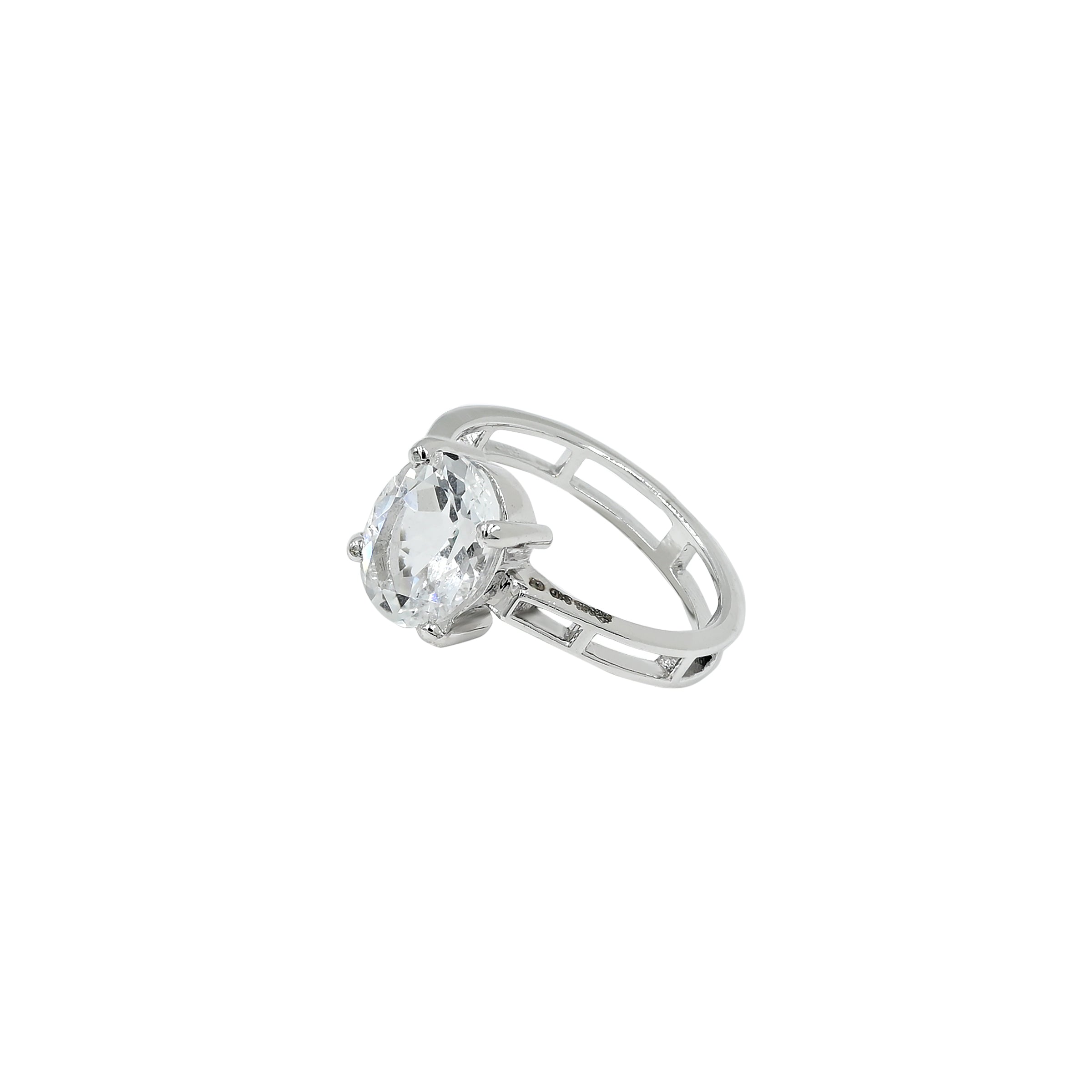 Natural White Topaz 3.10ct (3.41 Ratti) Ring