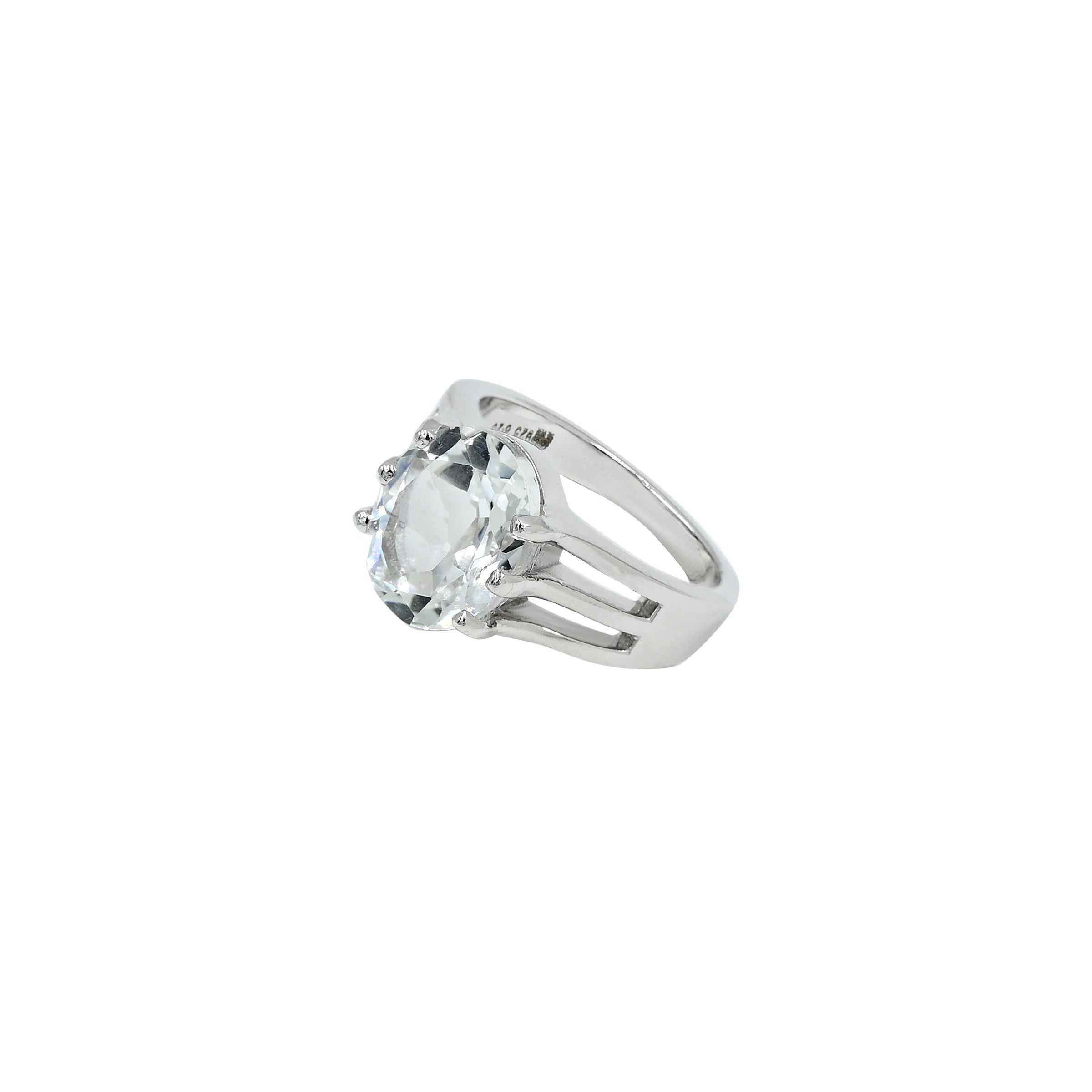 Natural White Topaz 6.20ct (6.82 Ratti) Ring