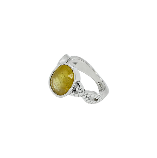 Natural Yellow Sapphire (Pukhraj) 4.80ct (5.28 Ratti) Faceted Oval Cut Unisex Ring