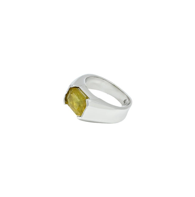 Natural Yellow Sapphire (Pukhraj) 6.00ct (6.60 Ratti) Faceted Oval Cut Unisex Ring