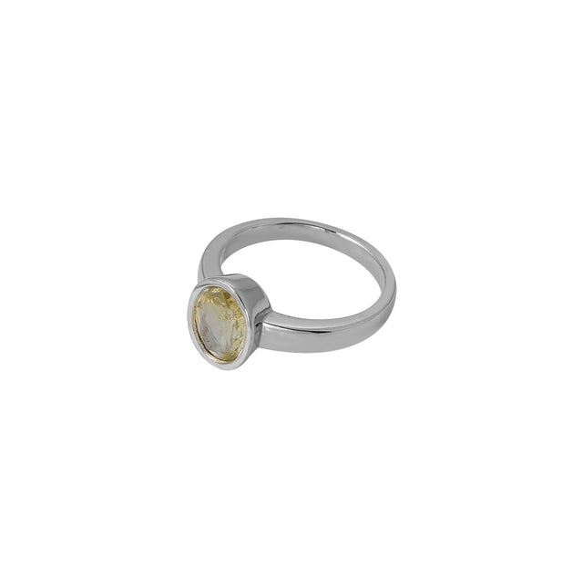 Natural Yellow Sapphire (Pukhraj) 1.80ct (1.98 Ratti) Faceted Oval Cut Unisex Ring