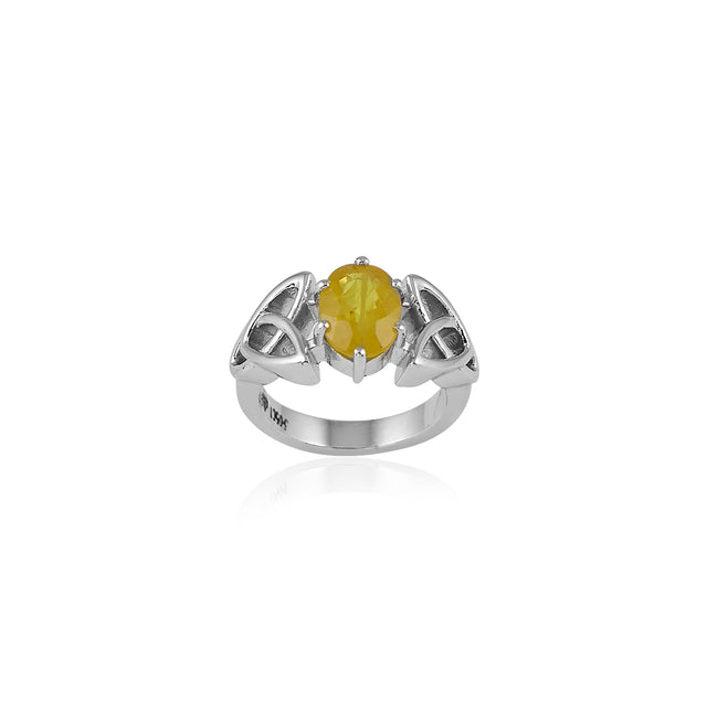 Natural Yellow Sapphire (Pukhraj) 3.05ct (3.36 Ratti) Faceted Oval Cut Unisex Ring