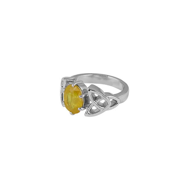 Natural Yellow Sapphire (Pukhraj) 3.05ct (3.36 Ratti) Faceted Oval Cut Unisex Ring