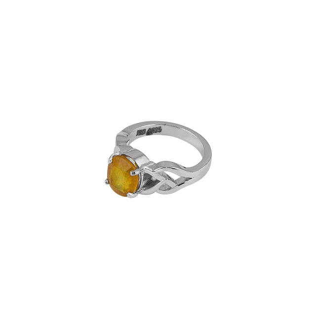 Natural Yellow Sapphire (Pukhraj) 3.50ct (3.85 Ratti) Faceted Oval Cut Unisex Ring