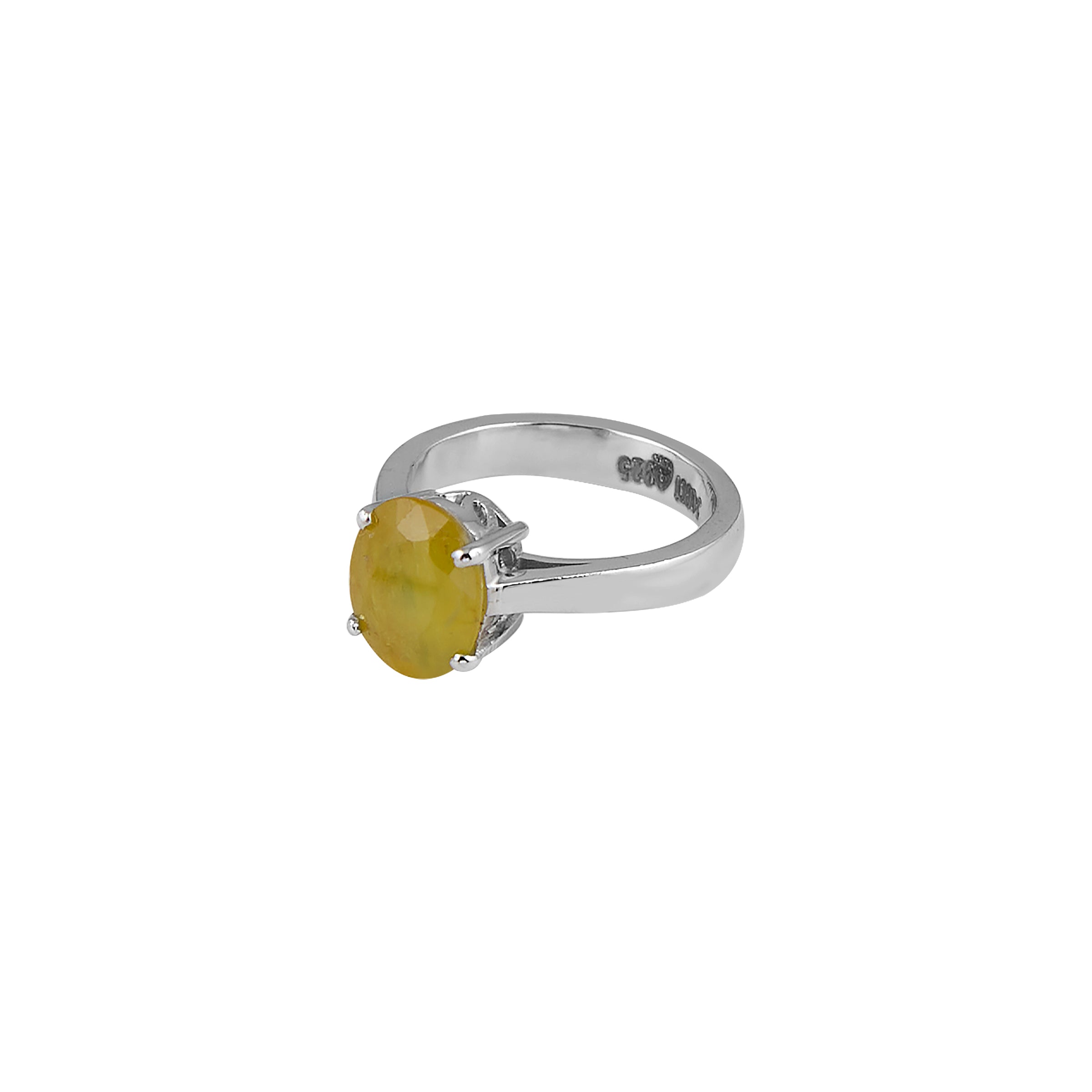 Natural Yellow Sapphire (Pukhraj) 3.60ct (3.96 Ratti) Faceted Oval Cut Unisex Ring