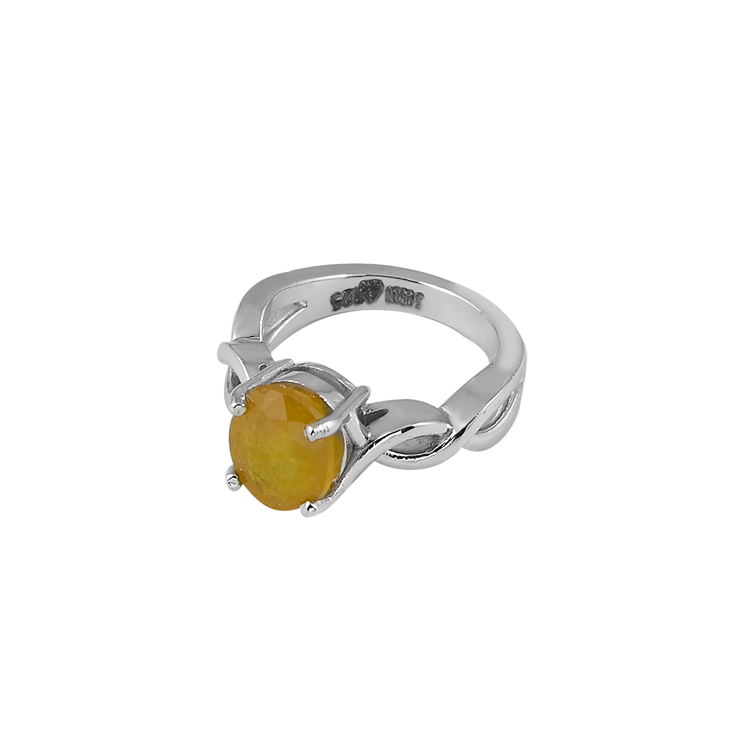 Natural Yellow Sapphire (Pukhraj) 3.95ct (4.35 Ratti) Faceted Oval Cut Unisex Ring