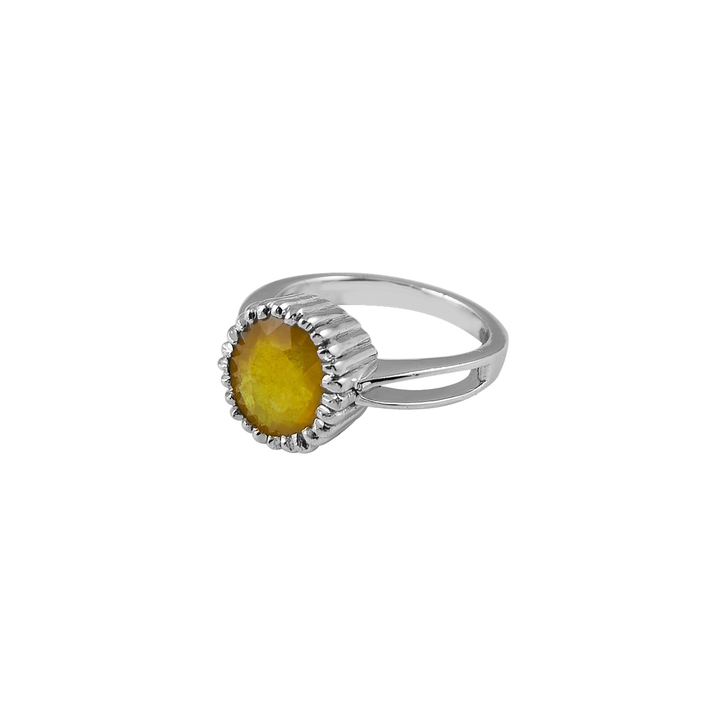 Natural Yellow Sapphire (Pukhraj) 3.95ct (4.35 Ratti) Faceted Oval Cut Ring
